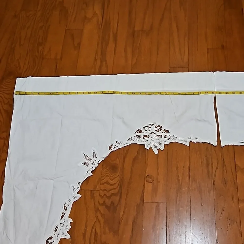 White Battenburg Lace Waterfall Curtains 100% Cotton | Cottagecore Drapes
